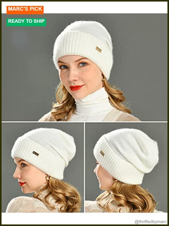 Slouchy Beanie Winter Knit Hat Cuffed Warm Lightweight Soft Beanie Cap